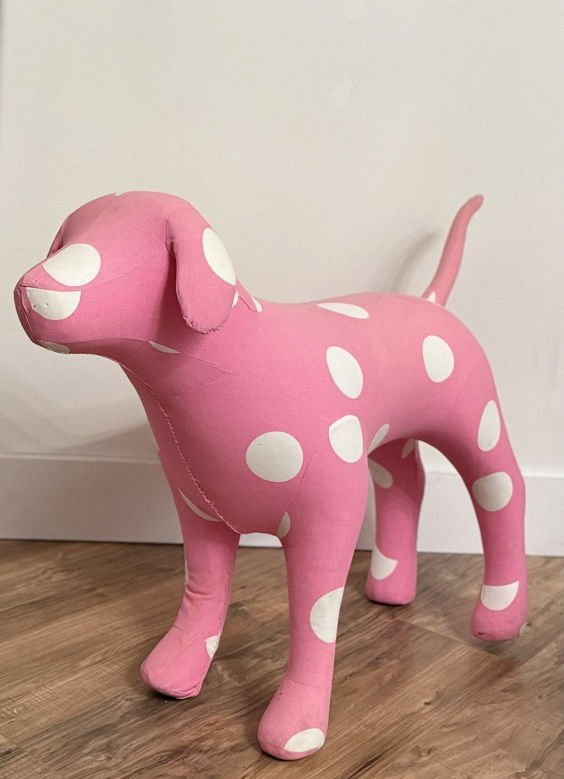 VTG RARE Victoria’s Secret Pink XL Display Dog Pink/white Polka Dot 25.5”T Y2K