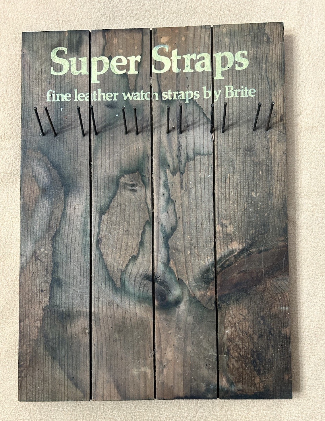 Brite Leather Watch Straps “Super Sraps” Store Display Board Vintage Advertising