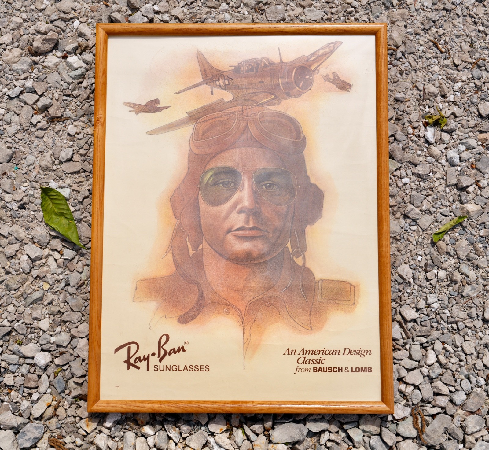 Vintage Ray Ban Aviator Sunglasses Store Display Poster Framed Bausch Lomb Sign