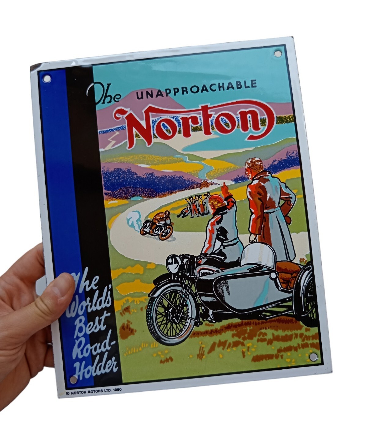 *HH* Targa Pubblicitaria Cartello Insegna Smaltata Norton Motors Moto Bike Plate