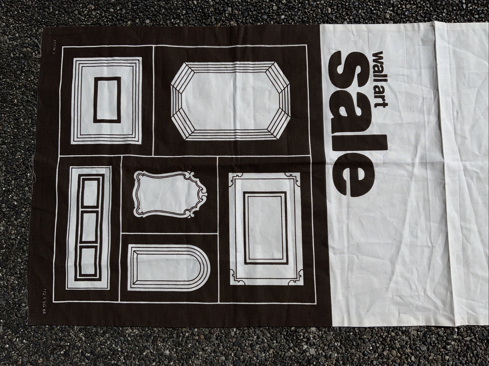Vtg 80s 90s Retro Wall Art Sale Canvas Advertising Display Banner Brown 60”x22”