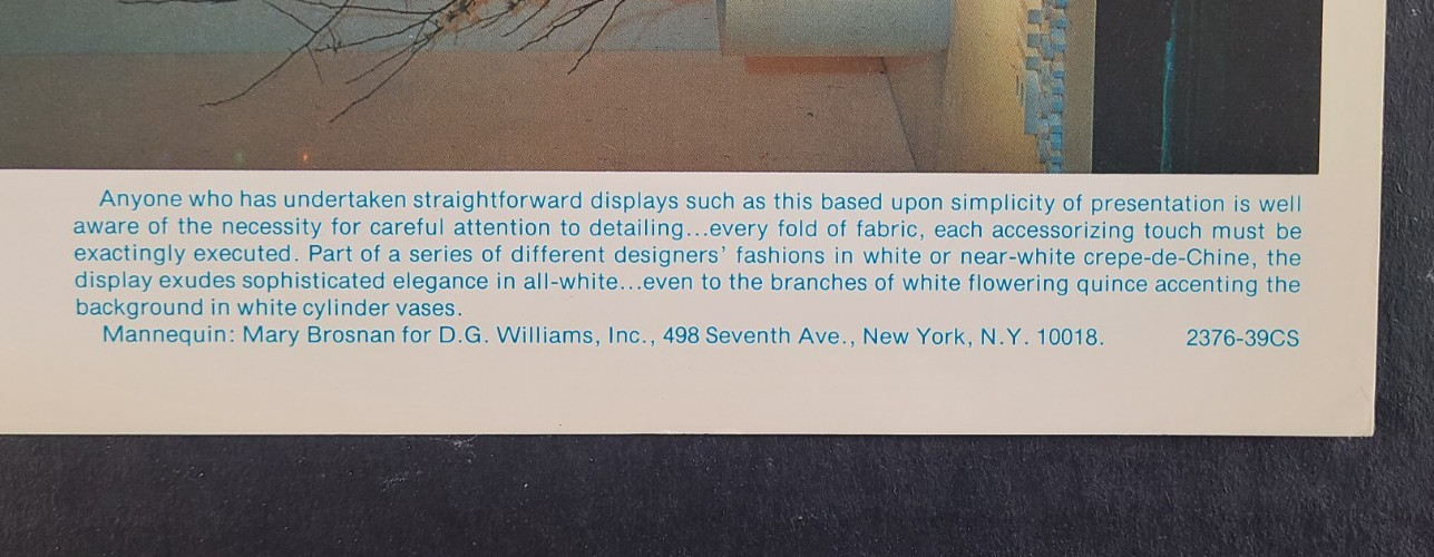1970s BONWIT TELLER, NY WINDOW DISPLAY PHOTO PRINT ELEGANCE IN ALL-WHITE