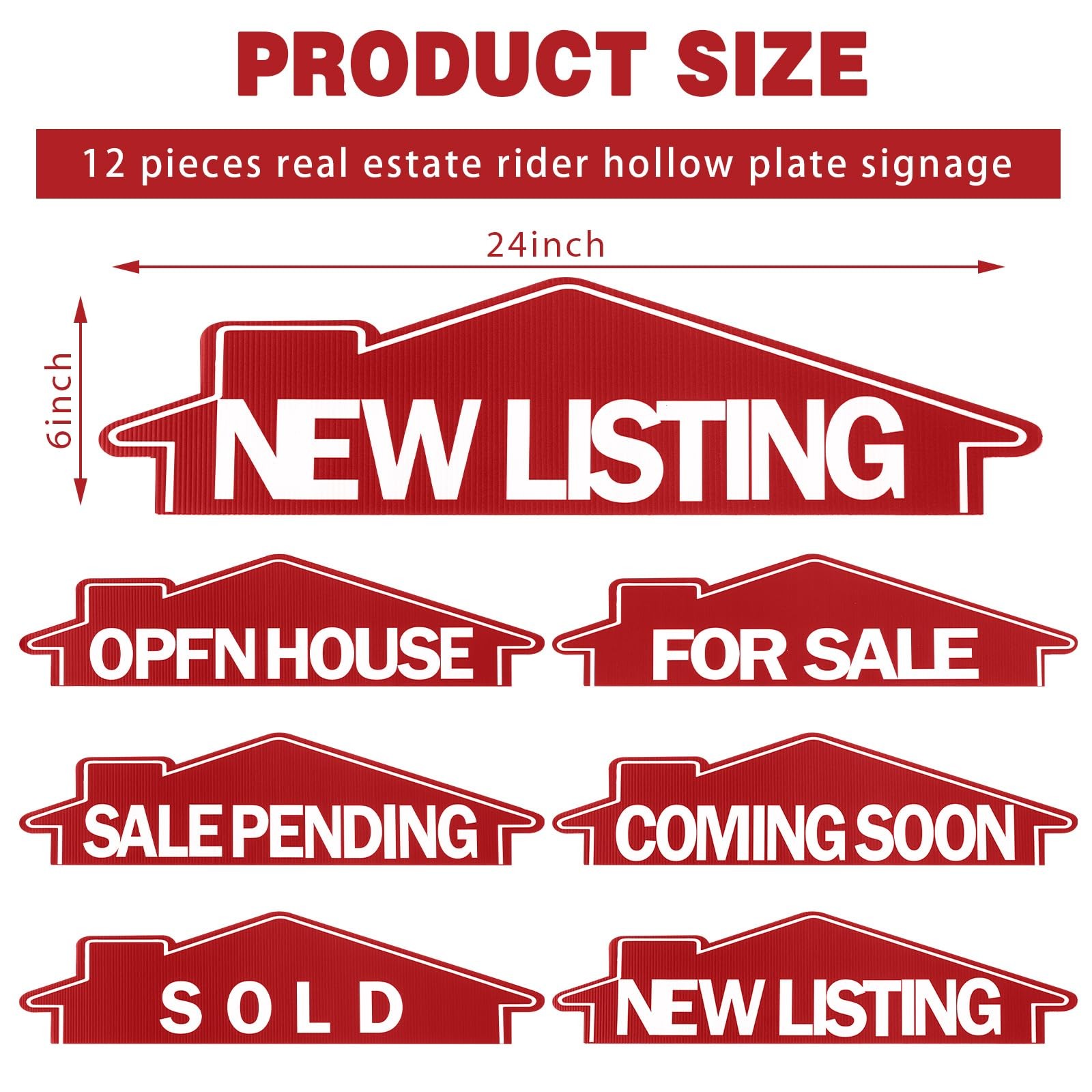 Juexica 12 Pcs Real Estate Rider Signs 24 x 6 Inch Coming Soon, for Sale, Pendin