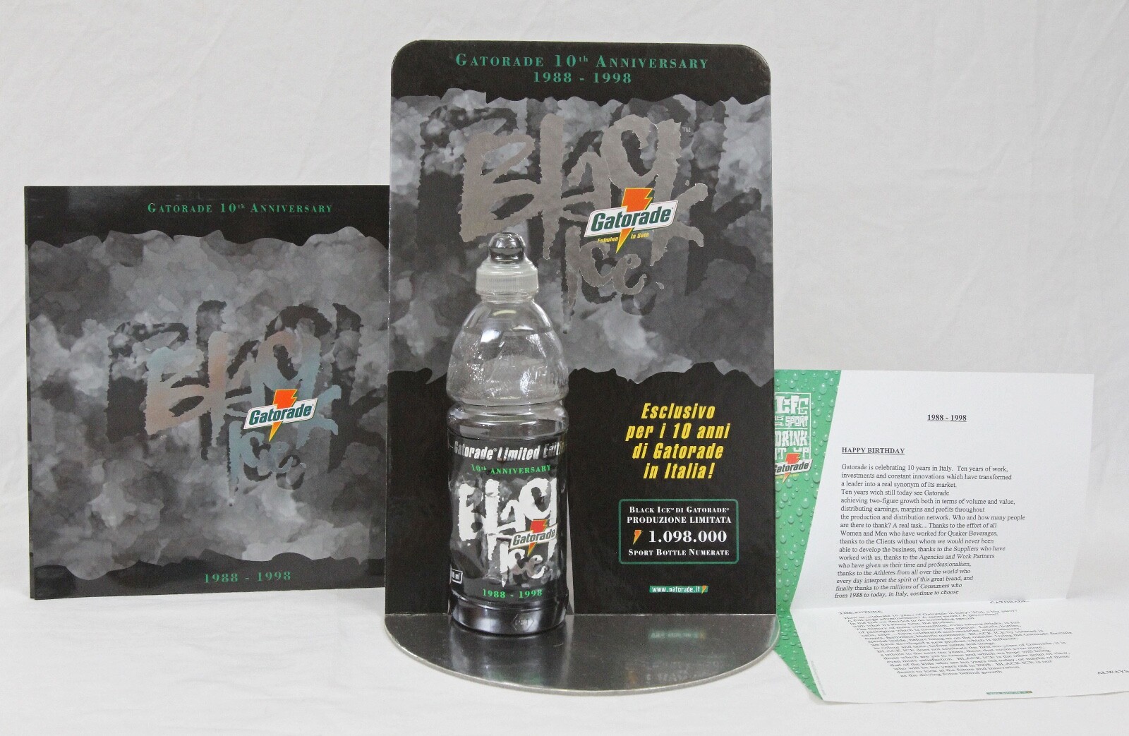 Gatorade Limited Edition Black Ice 1998 Bottle Italian Store Display & Poster