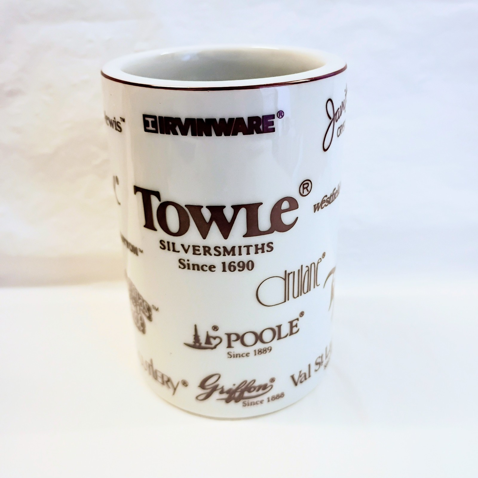 Towle Silversmiths Porcelain Promotional Candle Holder / Pen Holder