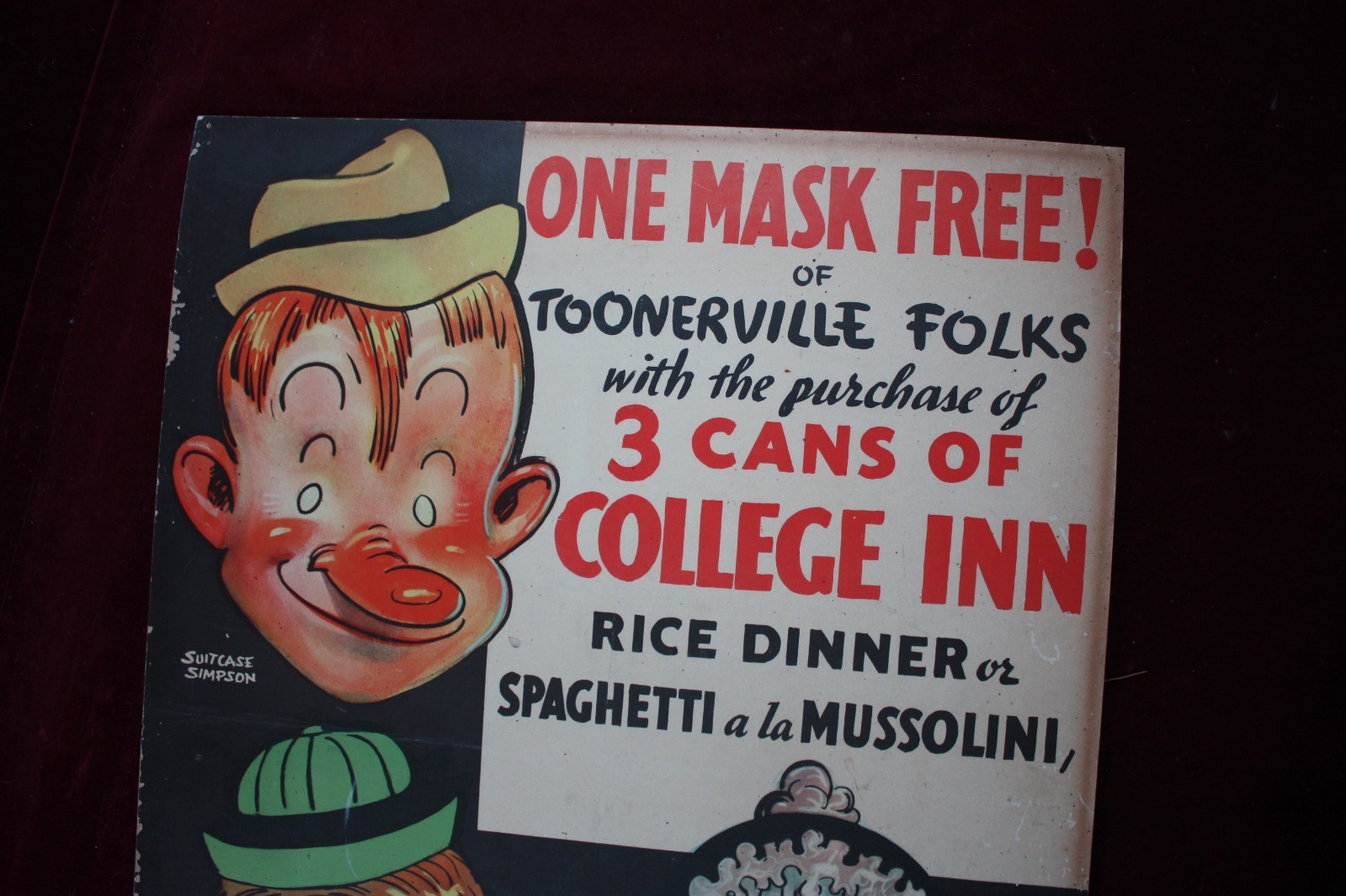 * ANTIQUE TOONERVILLE FOLKS ADVERTISING POSTER SIGN 1920’S LITHO EISON-FREEMAN *