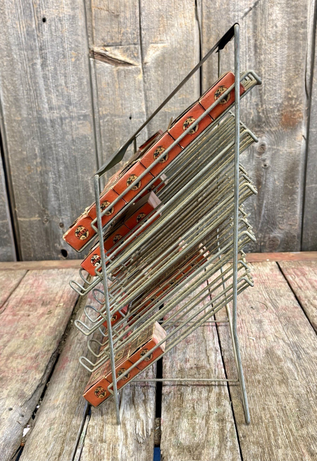 Vintage 60s Hardware Store Atlas Tack & Nail Rack Countertop Display With Boxes