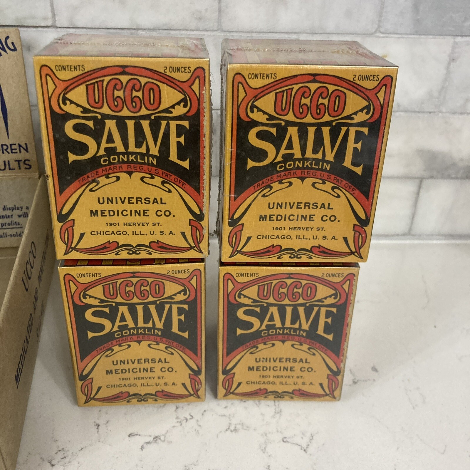 UCCO SALVE Store Display Box Advertising Sign Salve Boxes Empty
