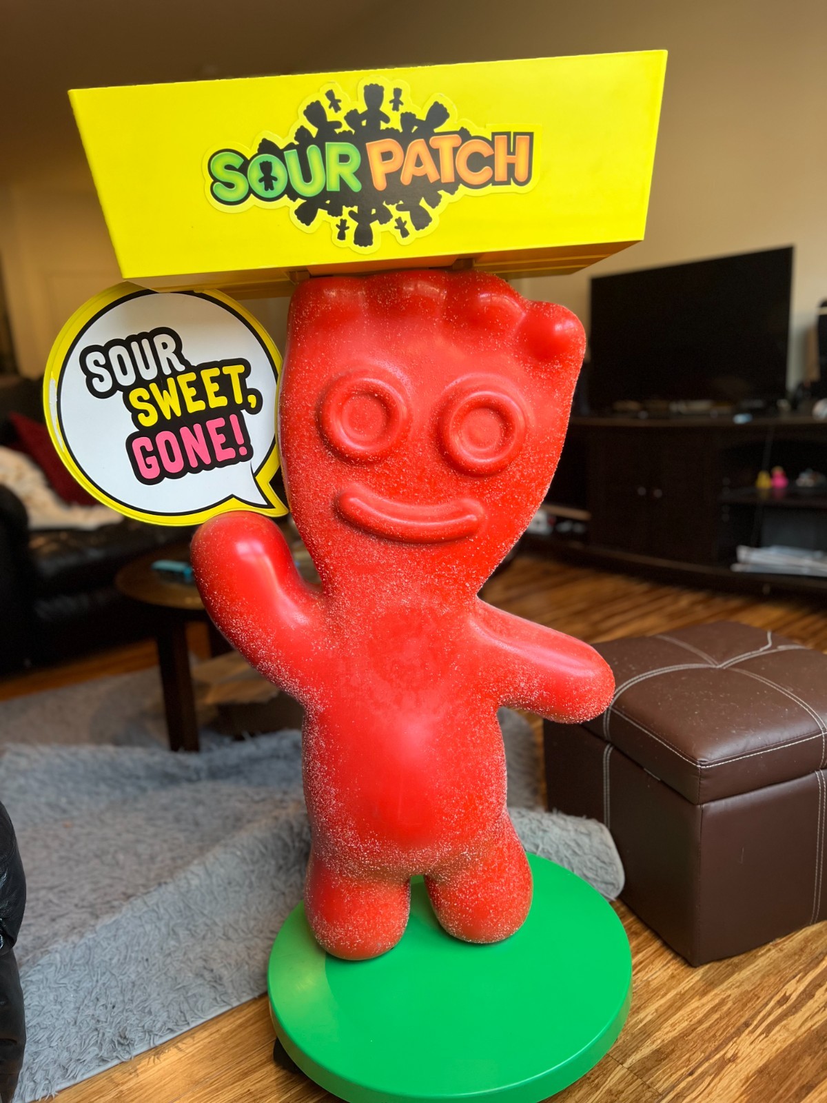 Sour Patch Kids Candy Store Display w/ Storage Tray & Rolling Wheels, Red, 3’8″