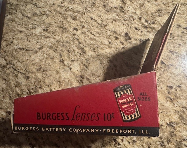 Antique Vintage Burgess Battery Flashlight Lens General Hardware Store Display
