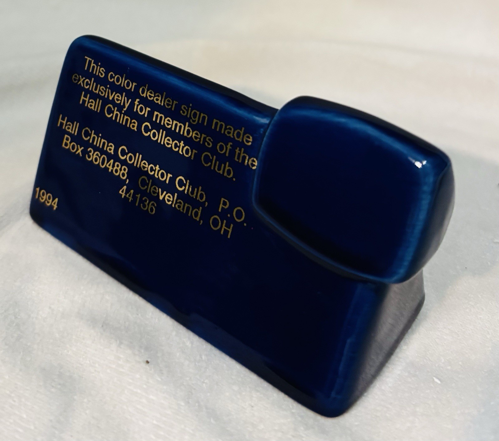 1994 Cobalt Blue Dealer Sign Made Exclusively For Hall China Collectors Club