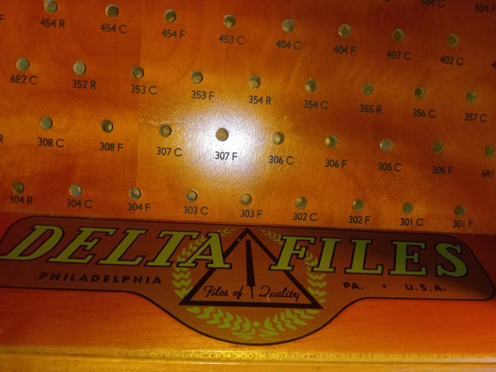 Vintage Early 1900s Hardware Store File Display Case ..Delta Files…..
