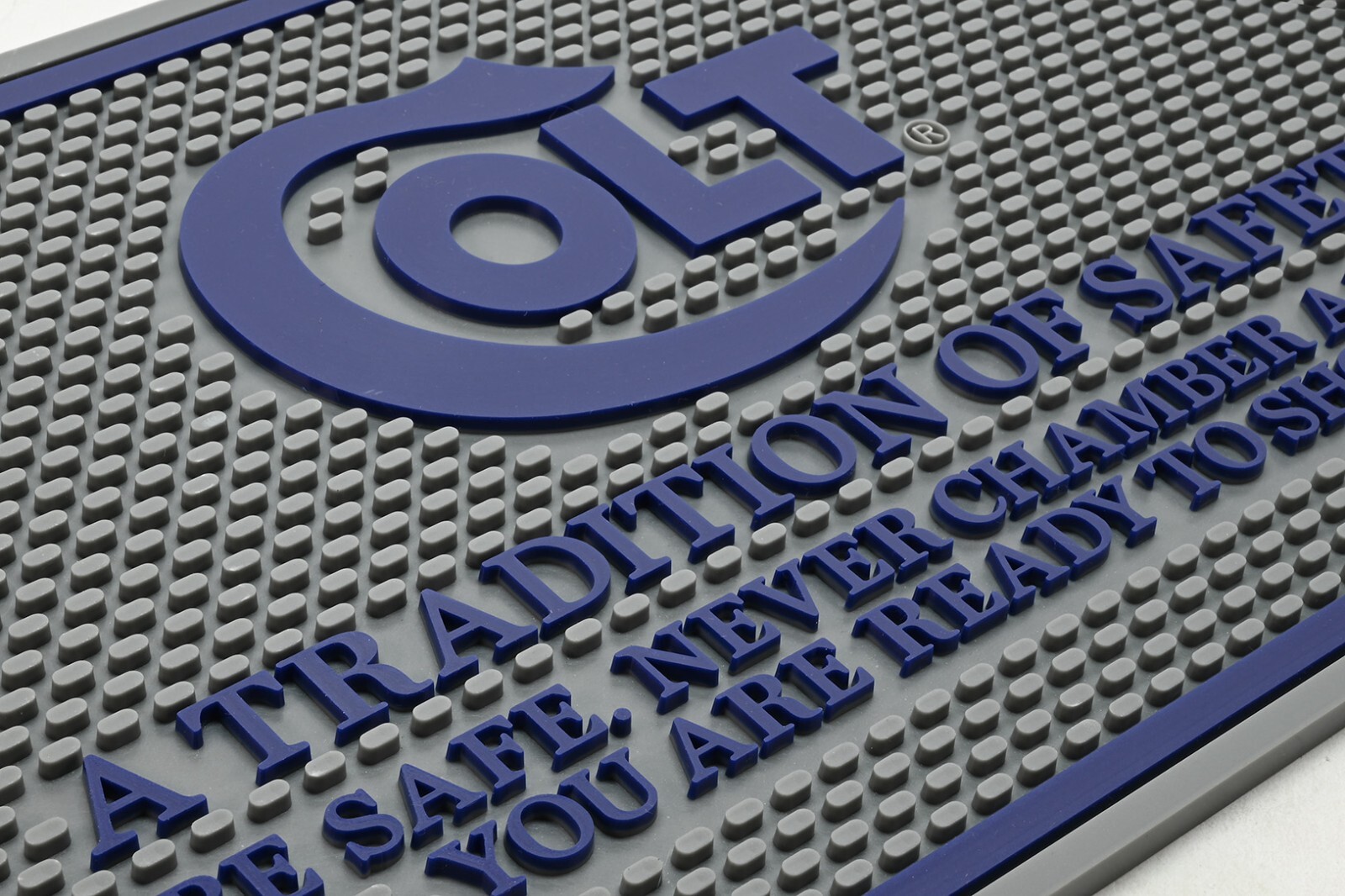 Colt Python Counter Gun Mat. Grey And Blue. Very Vibrant Color. Serpentine Logo