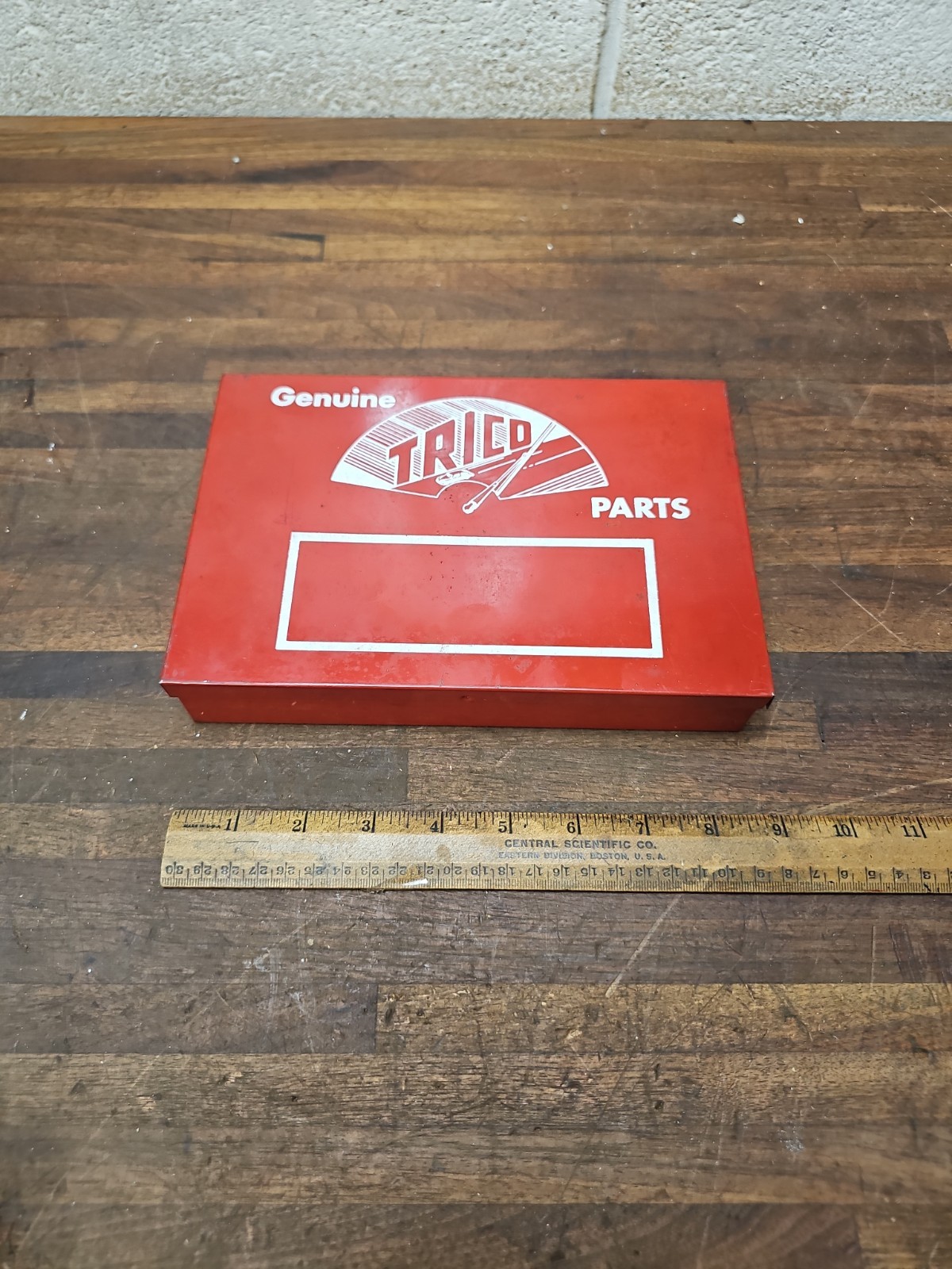 CR8- Vintage Trico Windshield Wiper Parts Display Red Metal Box D-80 w/ parts