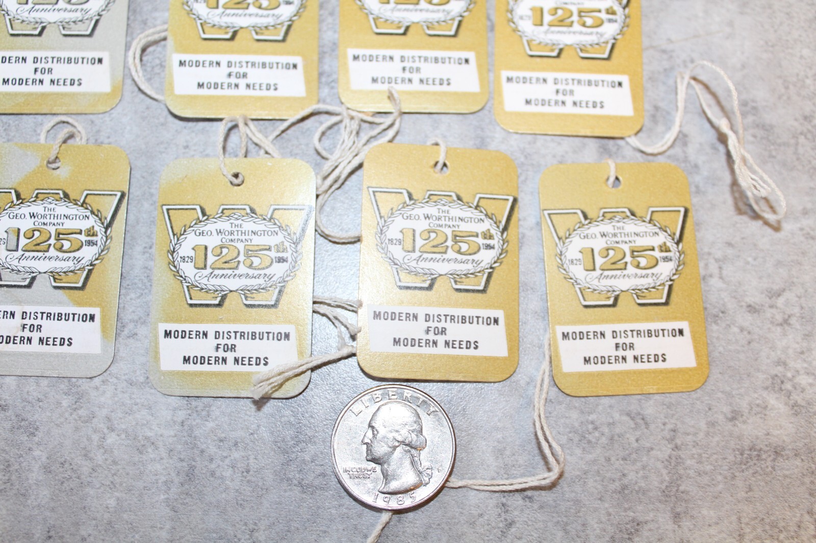 LOT OF 8 VINTAGE 1954 HARDWARE STORE STRING TAGS WORTHINGTON TOOLS #5
