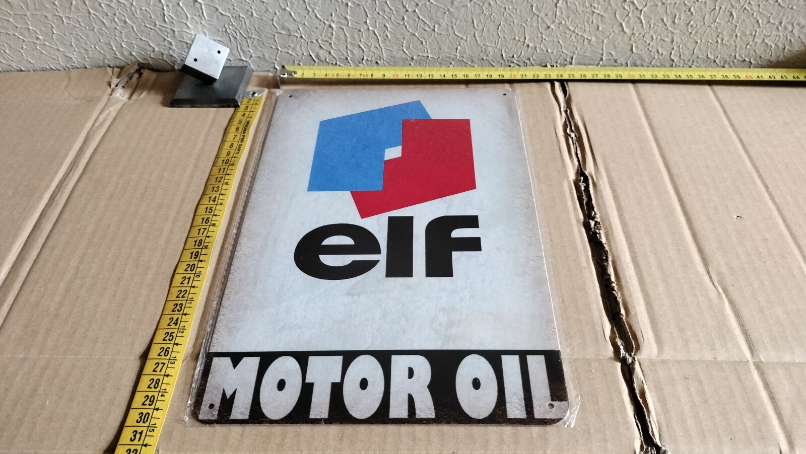Elf Motor Oil Brand Collectible Metal Advertising Sign Table