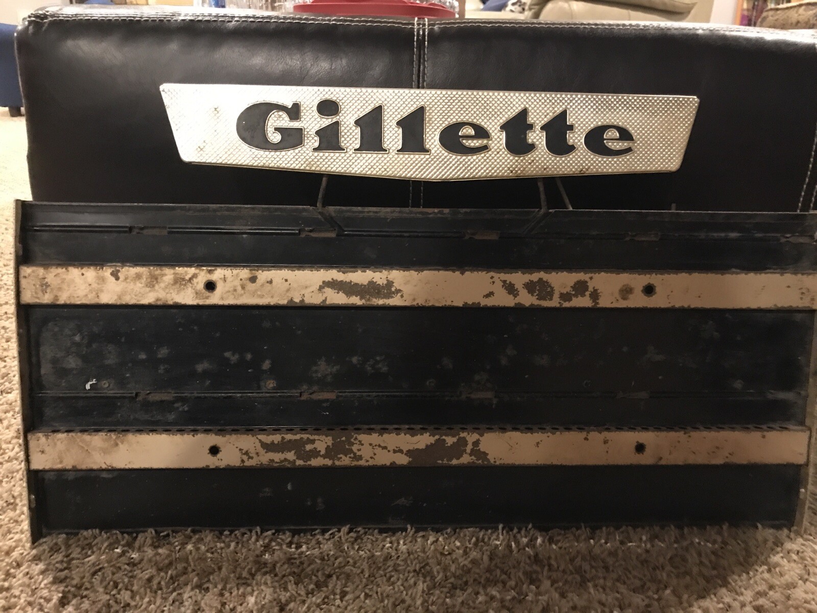 Vintage Metal GILLETTE Advertising Display Rack Blue Blades Thin Razor Sign