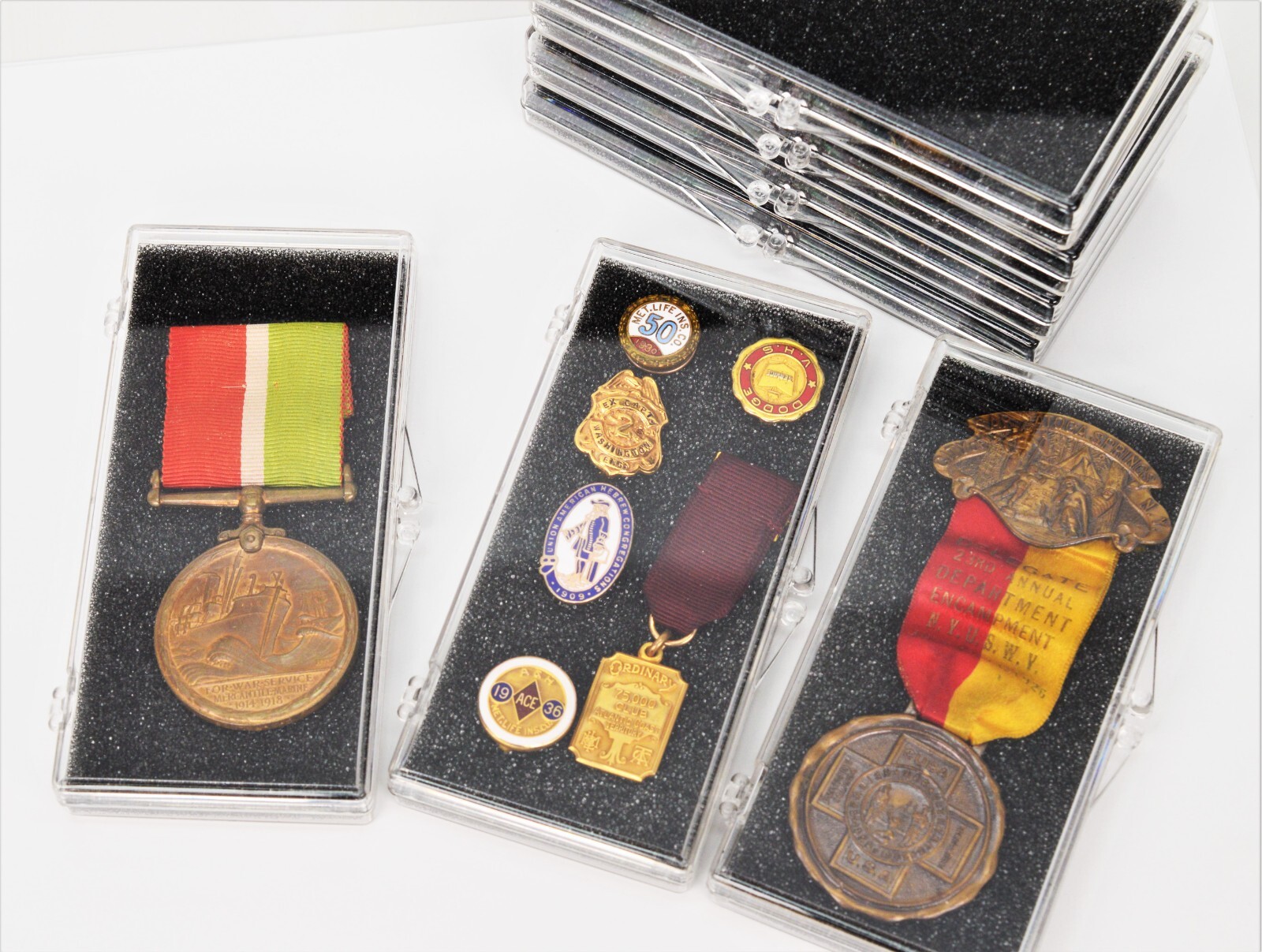 Clear Plastic Display Snap Case Box for Medals Collectables – Lot of 6