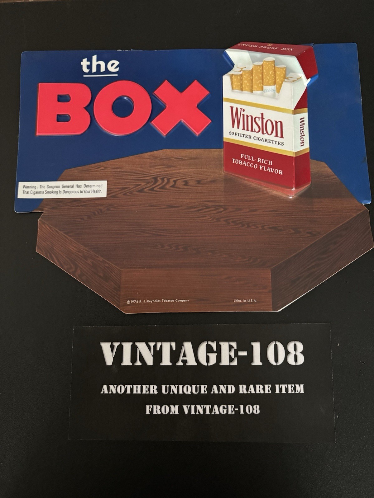 Vintage 1974 Winston The Box Plastic Sign Store Advertisement! Super Rare! 3D!