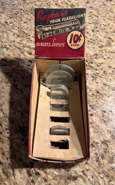 Antique Vintage Burgess Battery Flashlight Lens General Hardware Store Display
