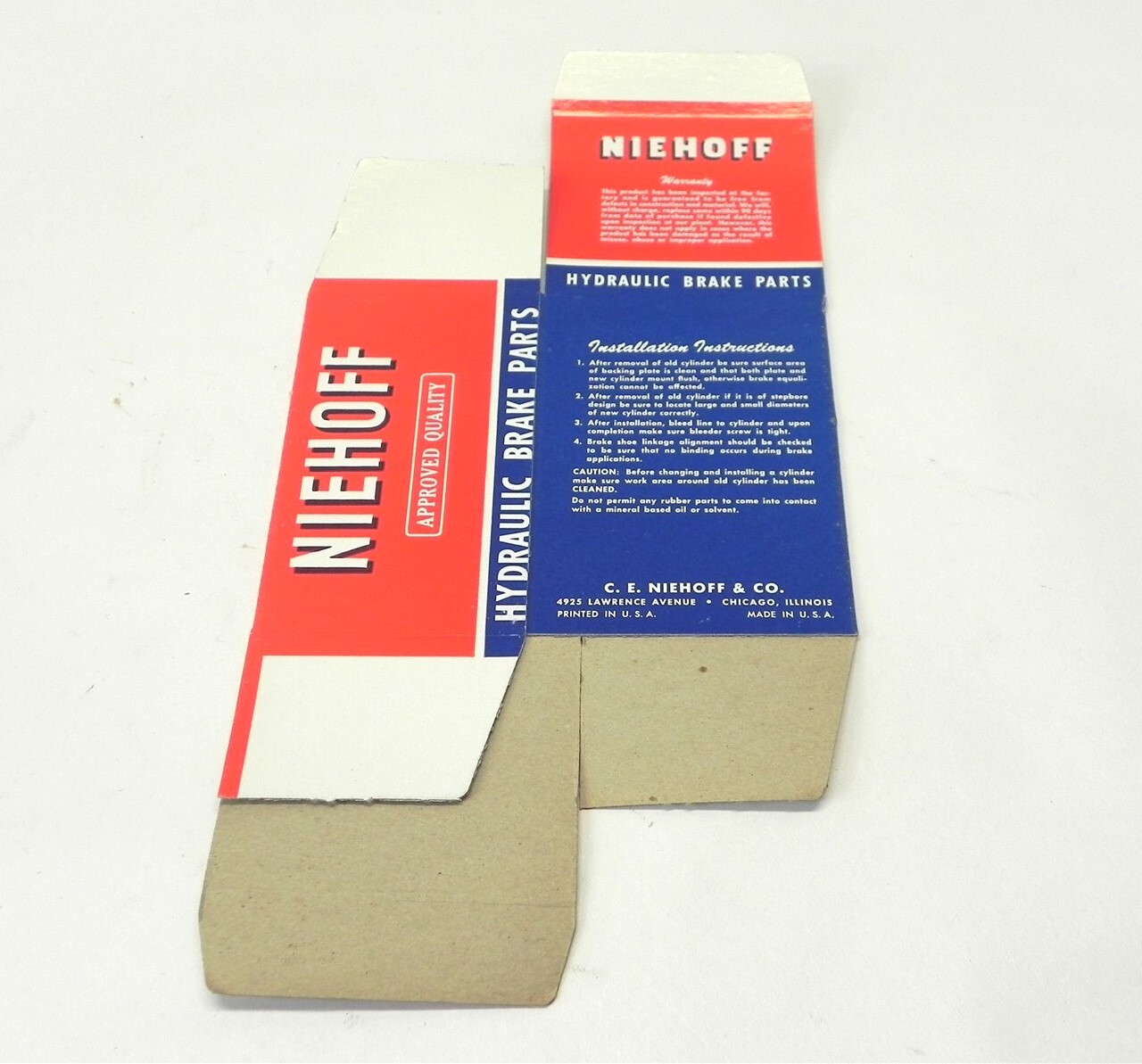 VINTAGE NIEHOFF HYDRAULIC BRAKE PARTS DISPLAY BOX *BOX ONLY* #BP-13 NEW UNUSED