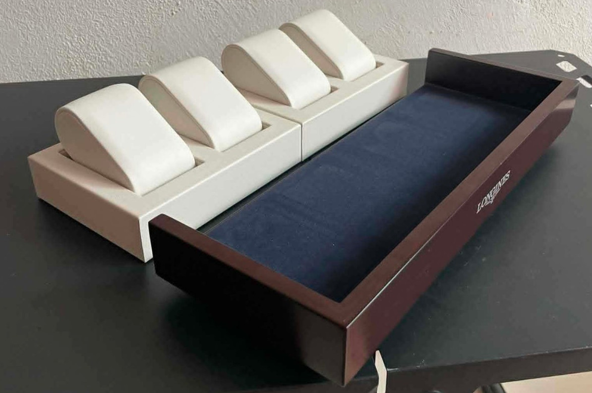 Official LONGINES Watch Dealer Wooden Watch Display Stand Holder Tray 4-Slots