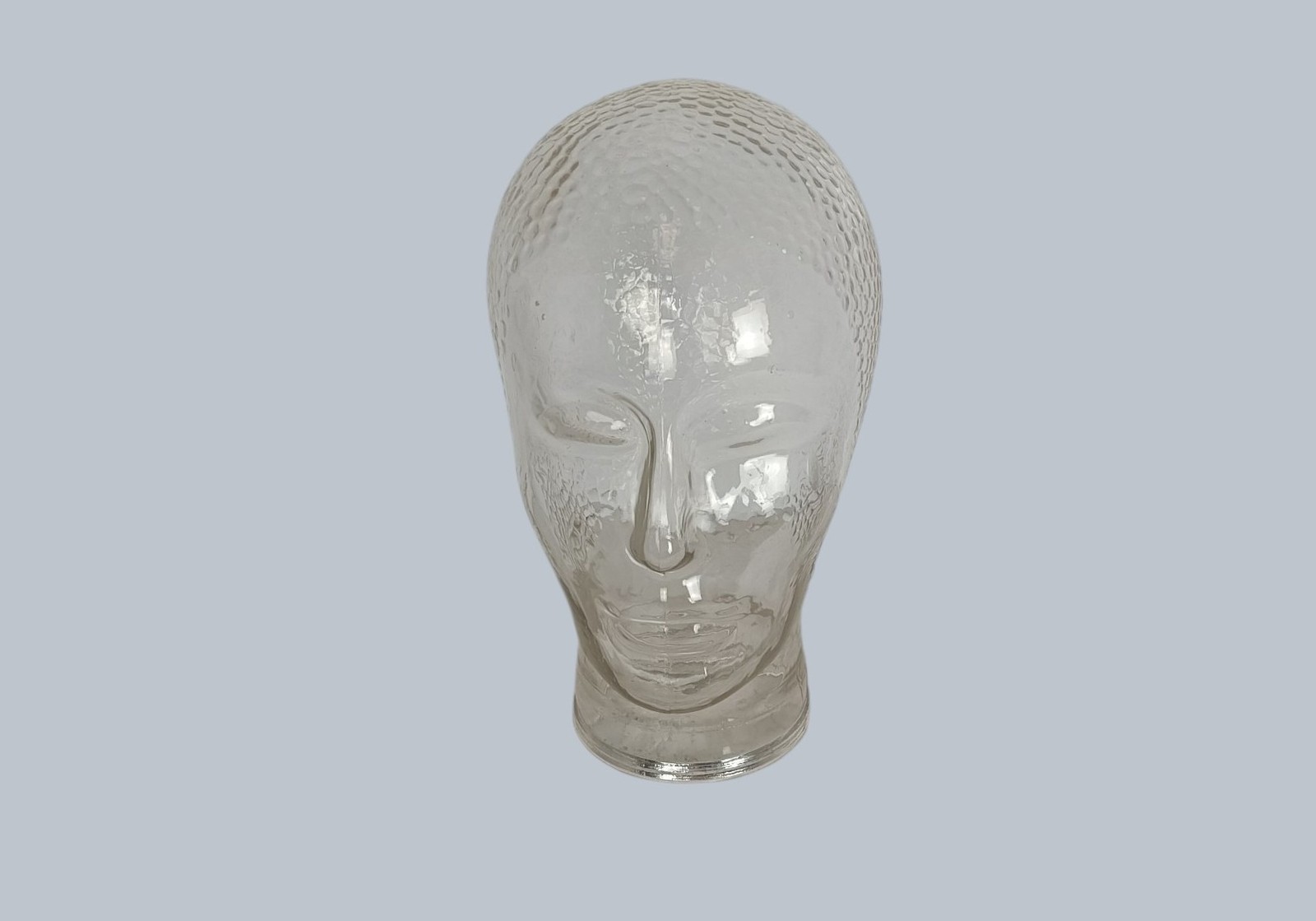 Vintage Clear Glass Mannequin Head for Headphones, Hats, Wigs
