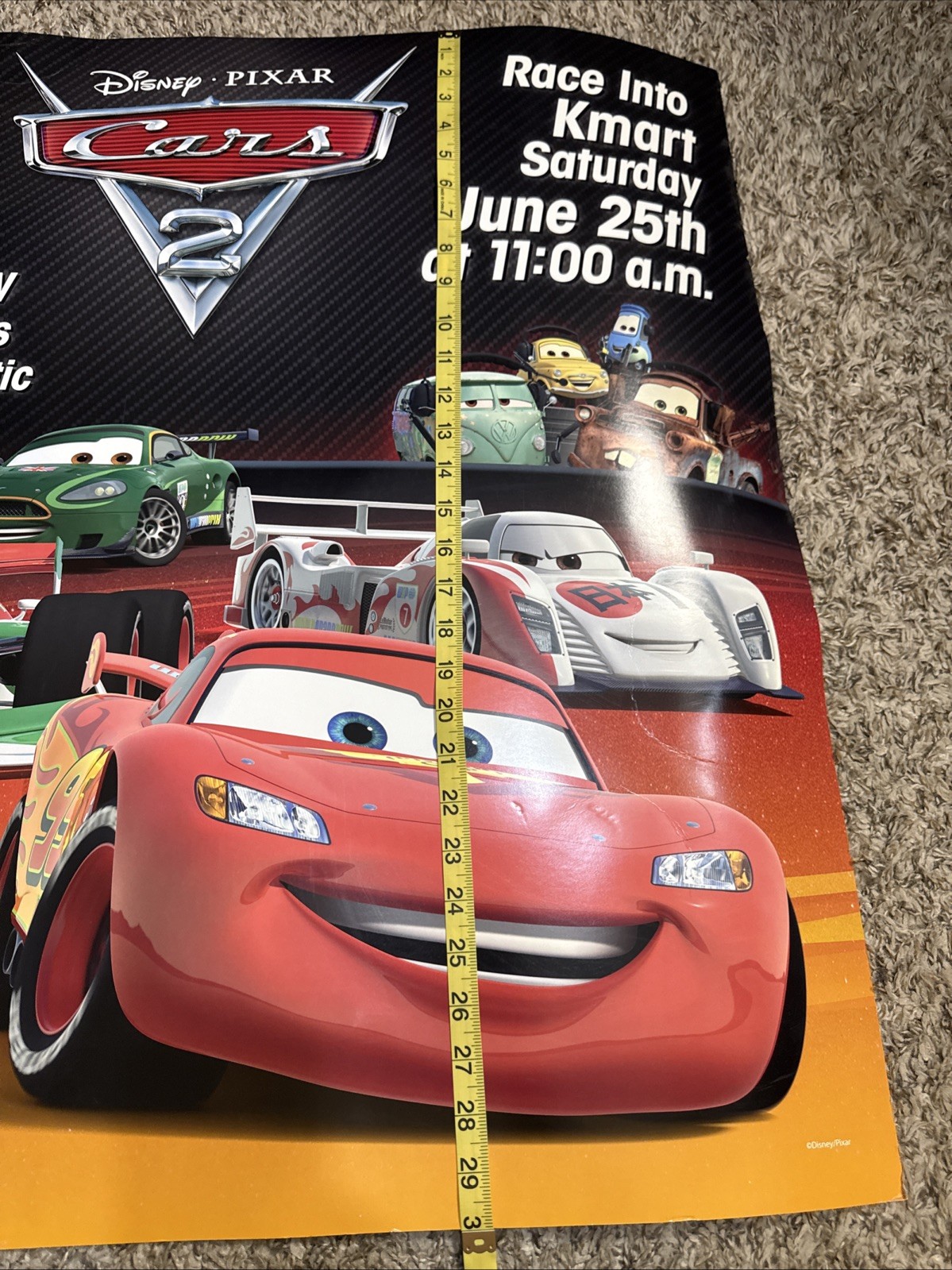Disneys Cars 2 Diecast Toys Mattel Kmart Store Display Sign Poster 30×30” in