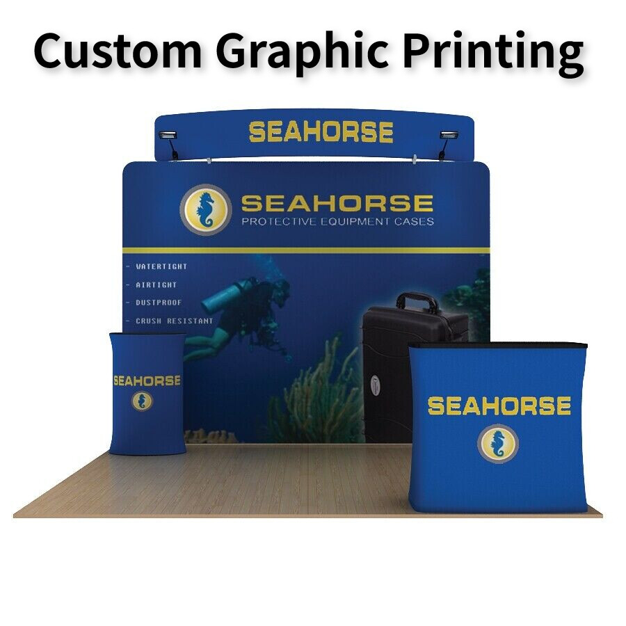 10ft Custom Tension Fabric Back Wall Trade Show Display Booth Kit Stand Backdrop