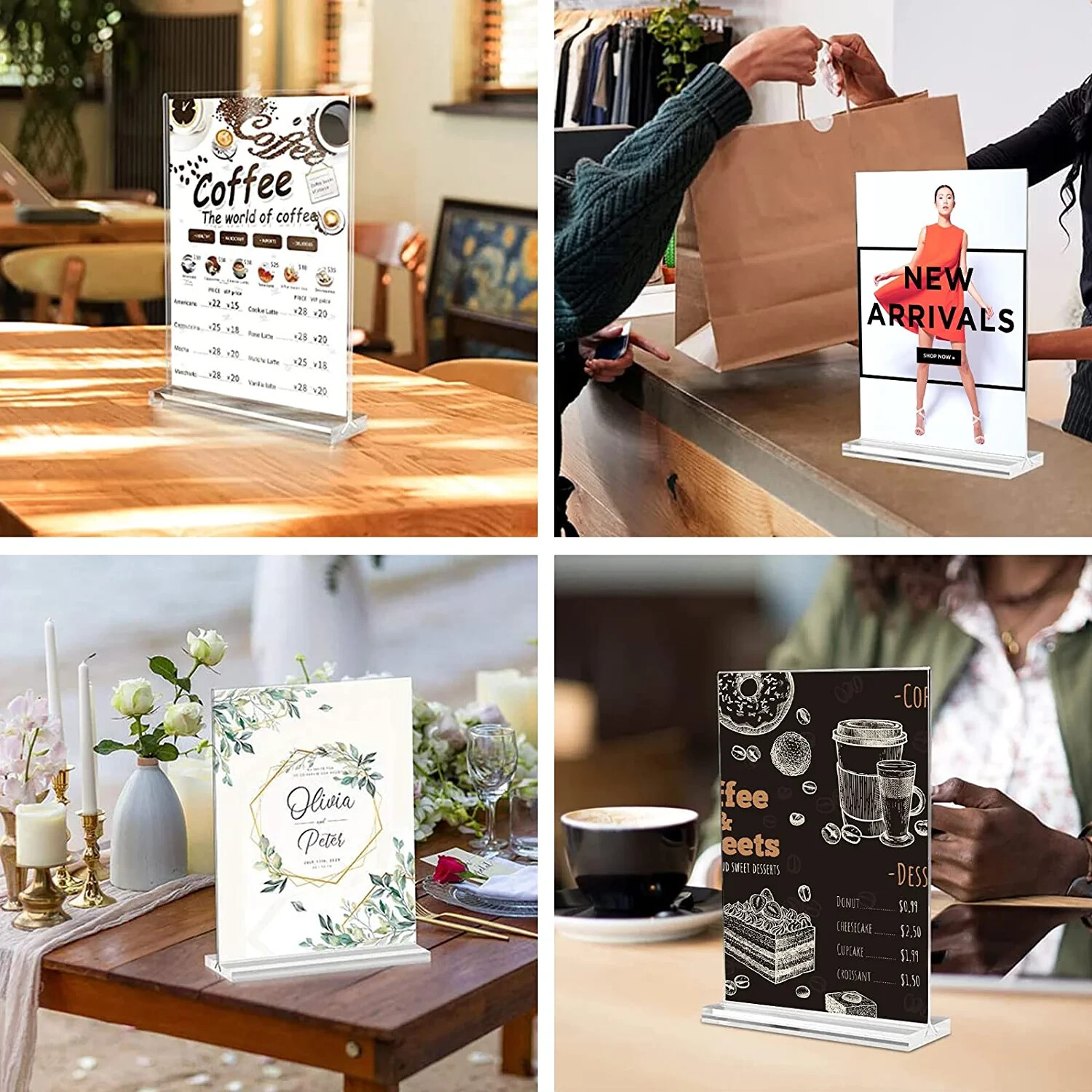 8.5 x 11 Acrylic Sign Holder Clear Table Signs Stand 6 pack NEW