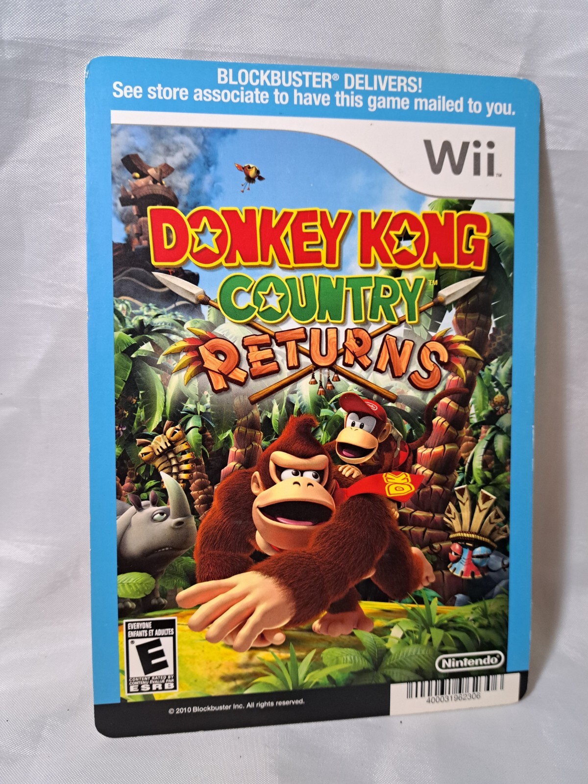 NINTENDO WII (DONKEY KONG COUNTRY) BLOCKBUSTER VIDEO BACKER CARD 5″X8″ NO GAME