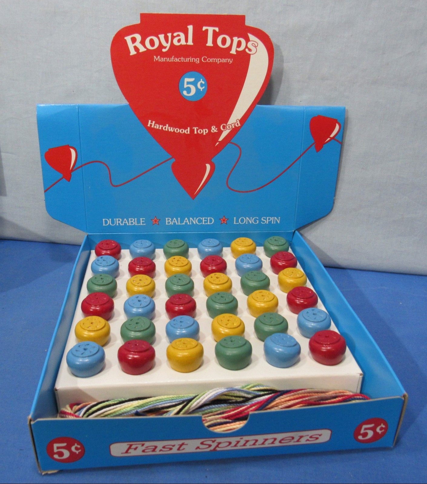 Royal 5¢ Tops ~ Display Box of 3 Dozen & Store Window Sign