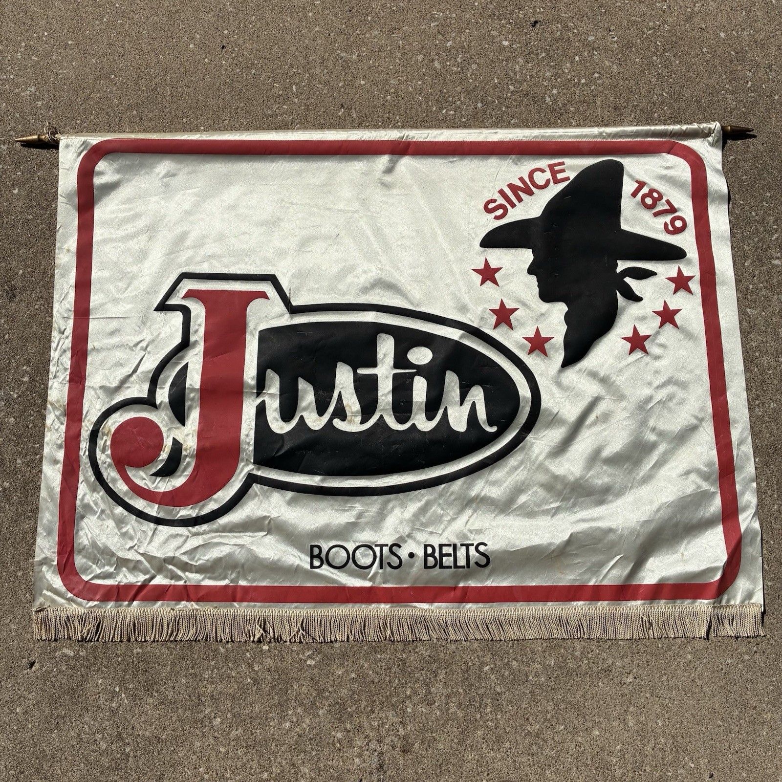 VINTAGE RARE JUSTIN Boots Belts – Since 1879 SATIN STORE DISPLAY BANNER POS