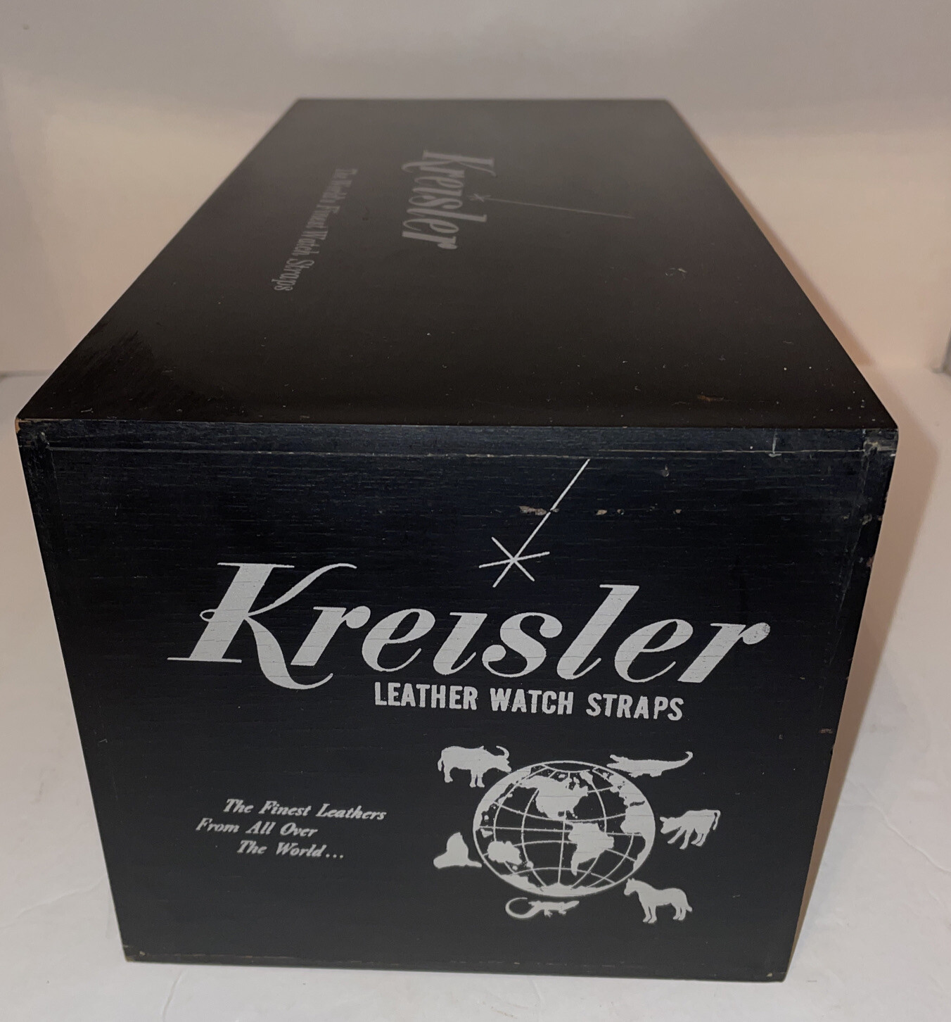 Vintage KREISLER Wooden Advertising Leather Suede Watch Strap Band Display Case
