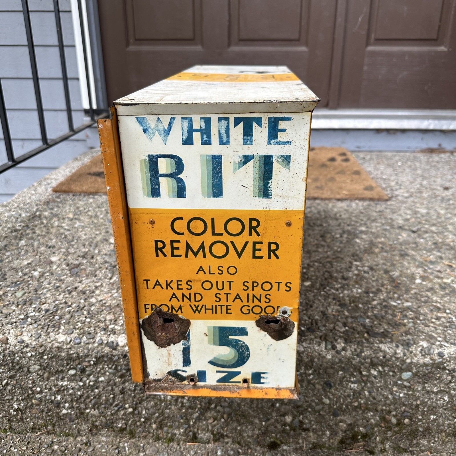 VINTAGE ANTIQUE TIN RIT DYE STORE COUNTERTOP DISPLAY CABINET 21x7x13”