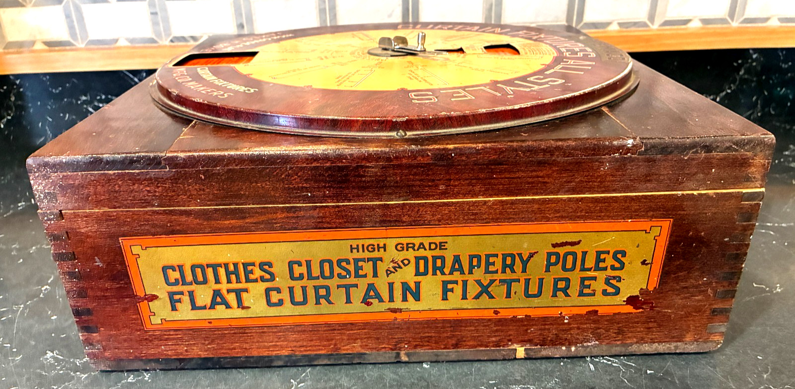 Vintage Boyemaco Curtain Fixtures Box General Store Display – Working Dial 1920s