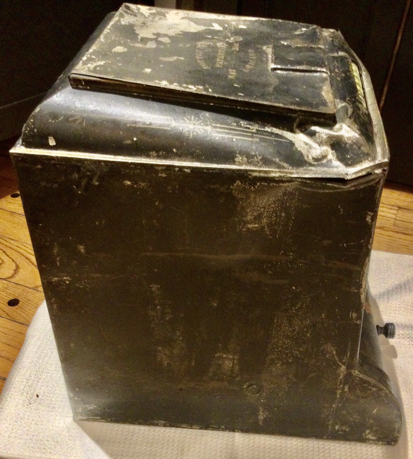 ANTIQUE 1880 NORTON BROS CHICAGO GENERAL STORE COUNTER TIN BIN DISPENSER➕MARQUEE