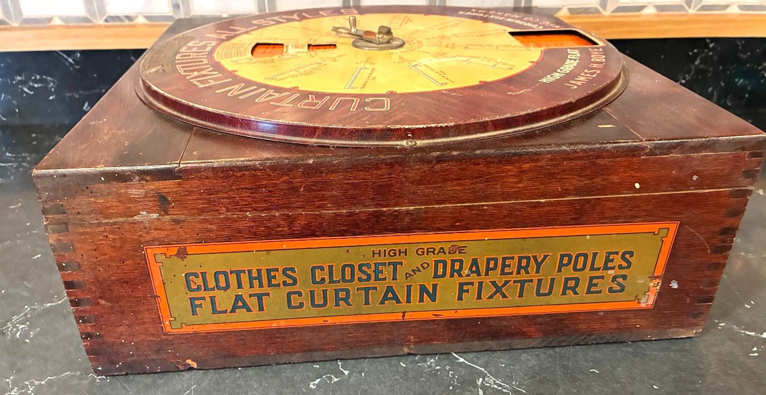 Vintage Boyemaco Curtain Fixtures Box General Store Display – Working Dial 1920s