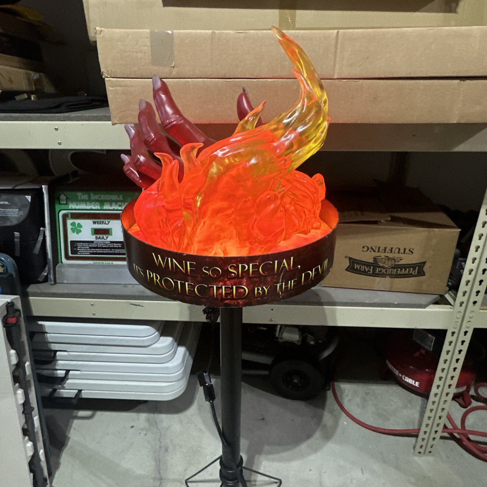 DEVILS HAND WINE LIGHT UP LED DISPLAY “WINE SO SPECIAL PROTECTED BY THE DEVIL”