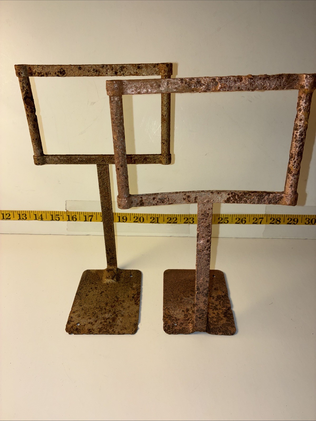 2 VTG 9.5” METAL STAND UP STORE SIGN Frames Post Card Size Openings