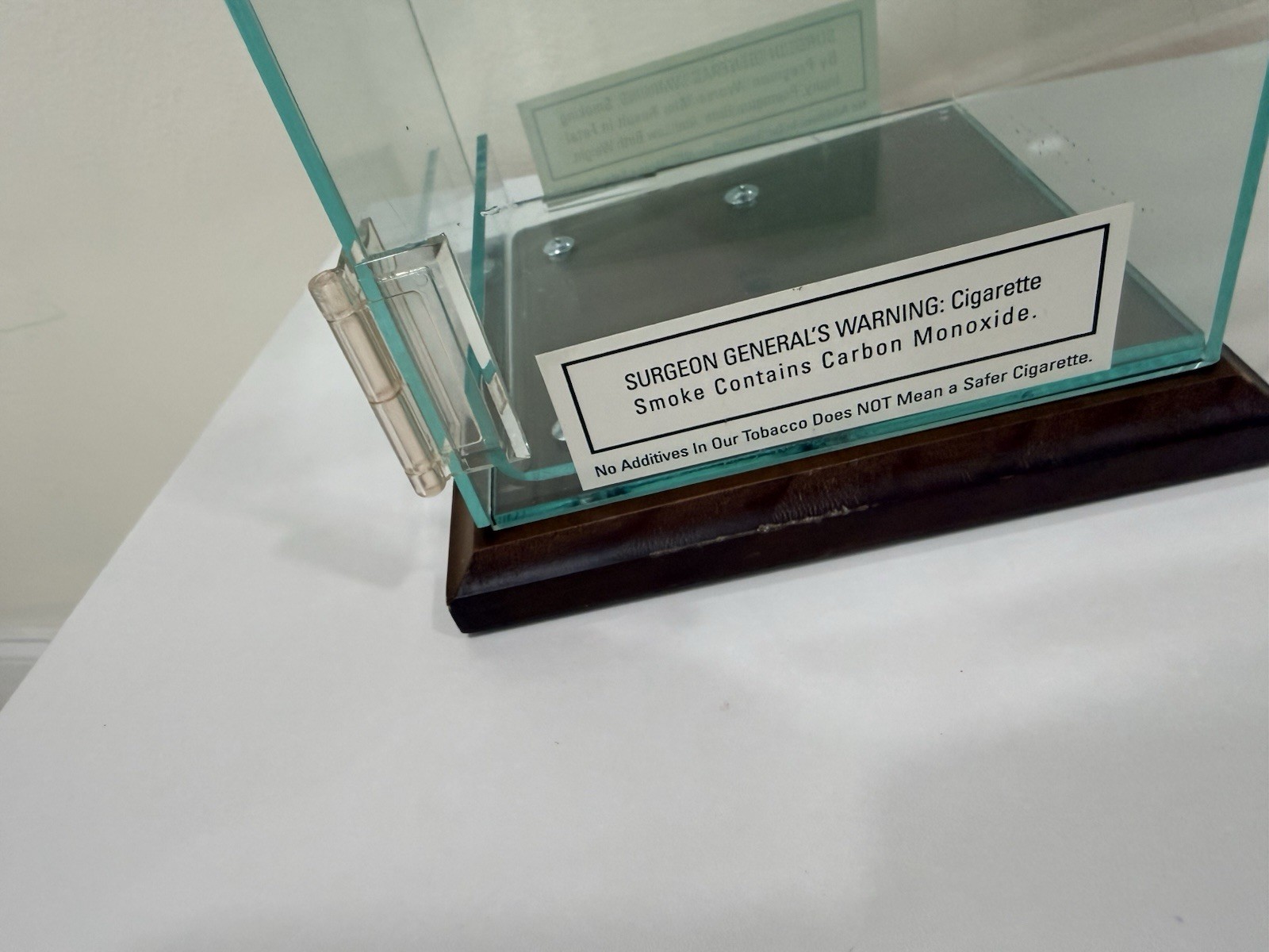 Vintage Nat Sherman Luxury Cigarettes Acrylic Counter Display Case Wood Base
