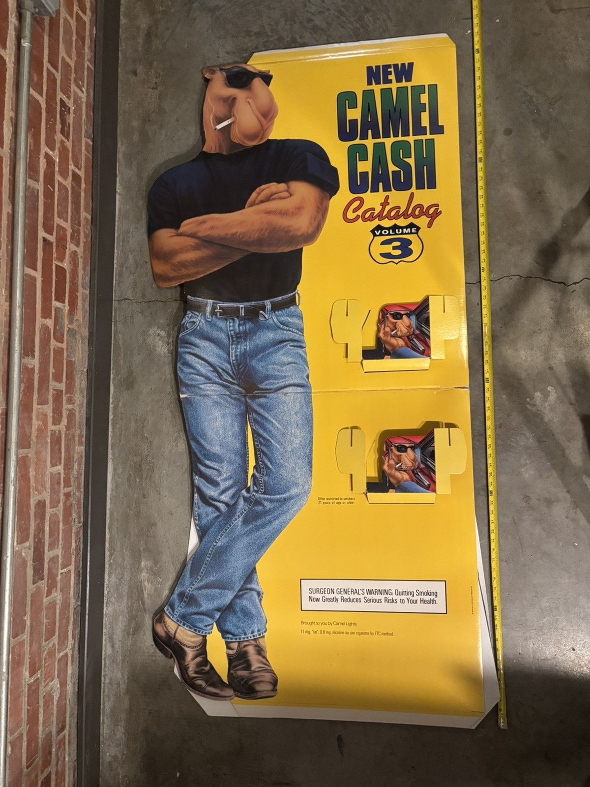 Vintage 90s 1992 Joe Camel Cardboard Stand Up Store Display Big Camel Cash Promo