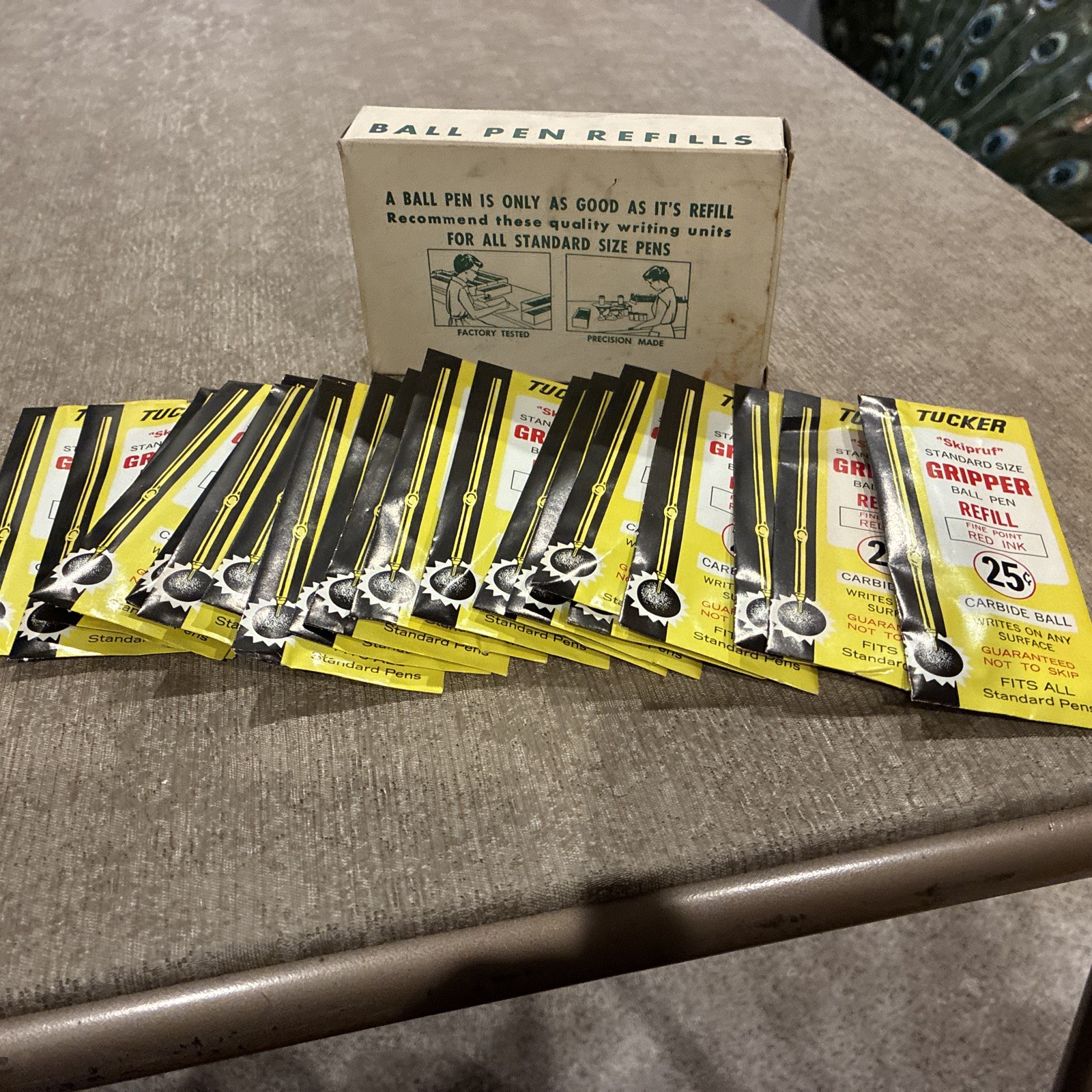 Vintage 20 Tucker Skipruf Ball Pen Refill Red Ink Carbide Ball 25 Cents NOS MIB