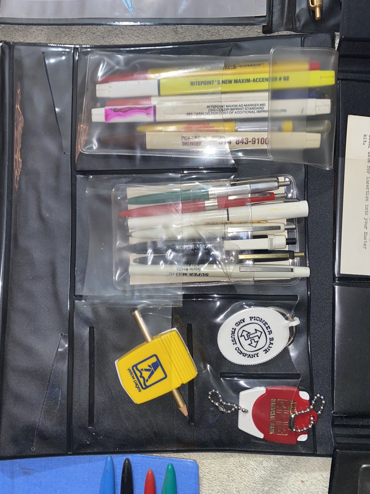 Vintage Advertising Pens Salesman Sample Case Ritepoint BIC Arrowflite Huge Lot