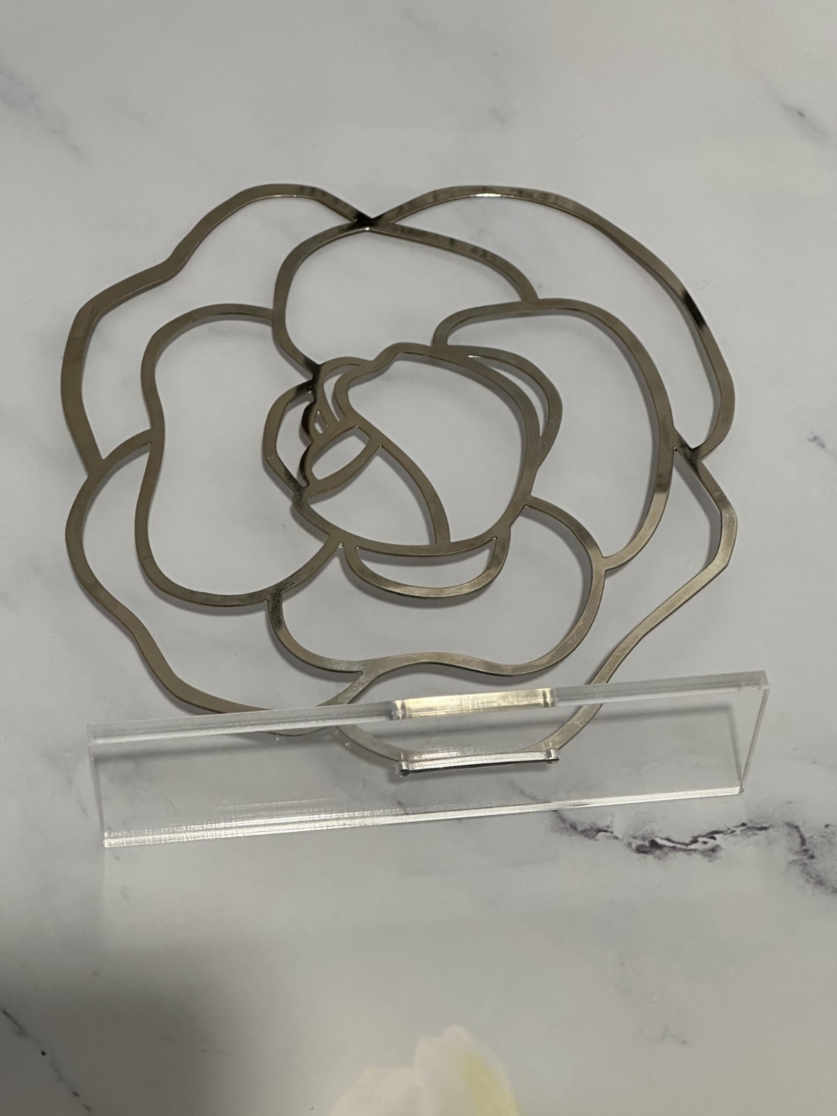 Chanel Camelia Store Display Silver Camelia Logo Silver Chanel