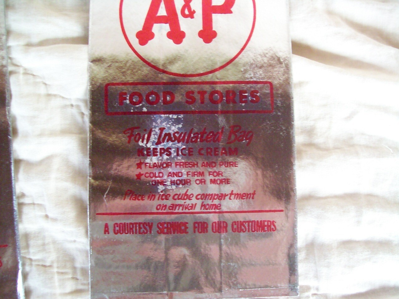 THREE Vintage Snowman A&P Food Stores Foil Insulated Ice Cream Bags NOS