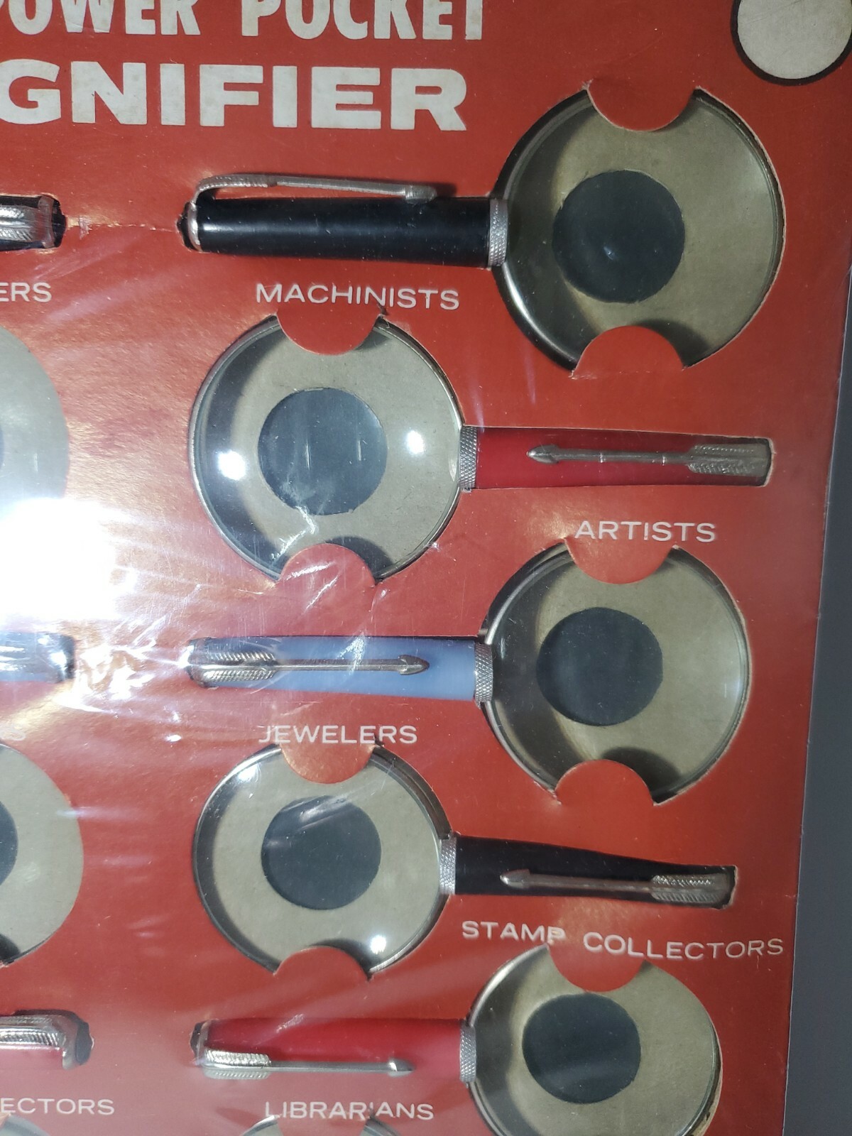 Vintage High Power Pocket Magnifiers Full Store Display Set RARE