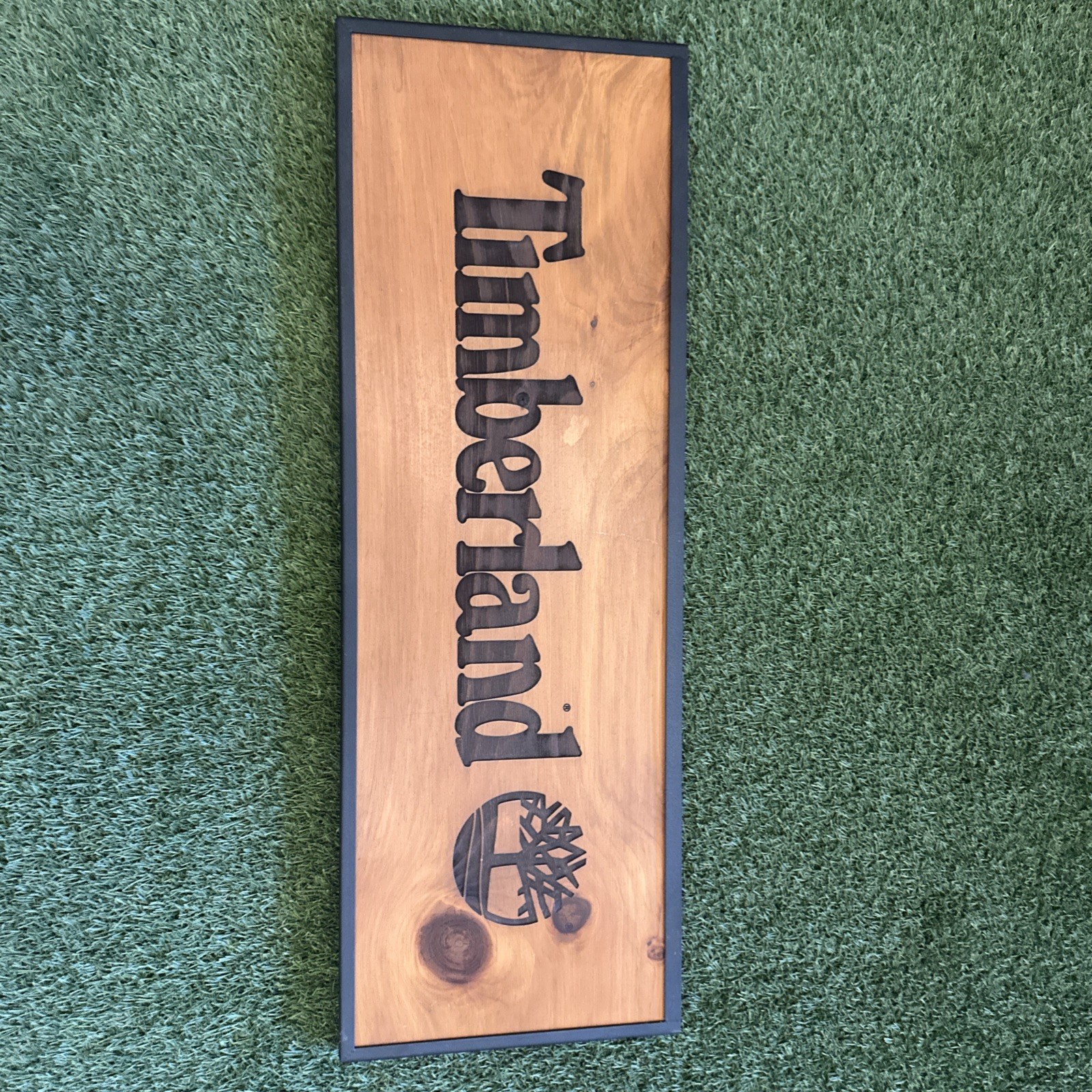 Vintage Wood And Steel Timberland Shoe Display Advertisement Signage