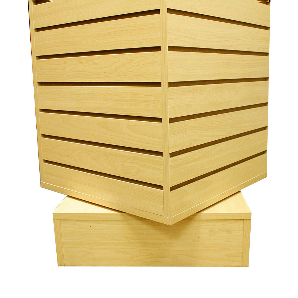MAPLE 20”x20”x54” Revolving Slatwall Floor Display Rotating Cube Tower 4Sided