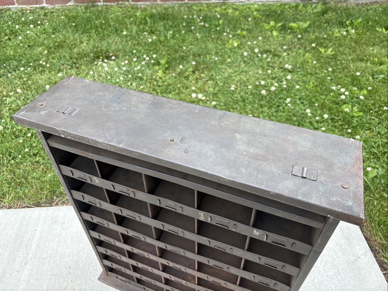 Antique Metal Parts Bin Cabinet Industrial Metzger Chicago Store Counter Display